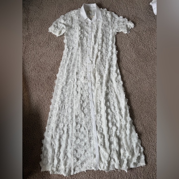 Anthropologie X Porridge 3-D White Floral Shirt Dress - Picture 2 of 4